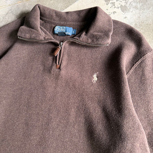 Vintage 90s Brown Polo Ralph Lauren Quarter Zip - L