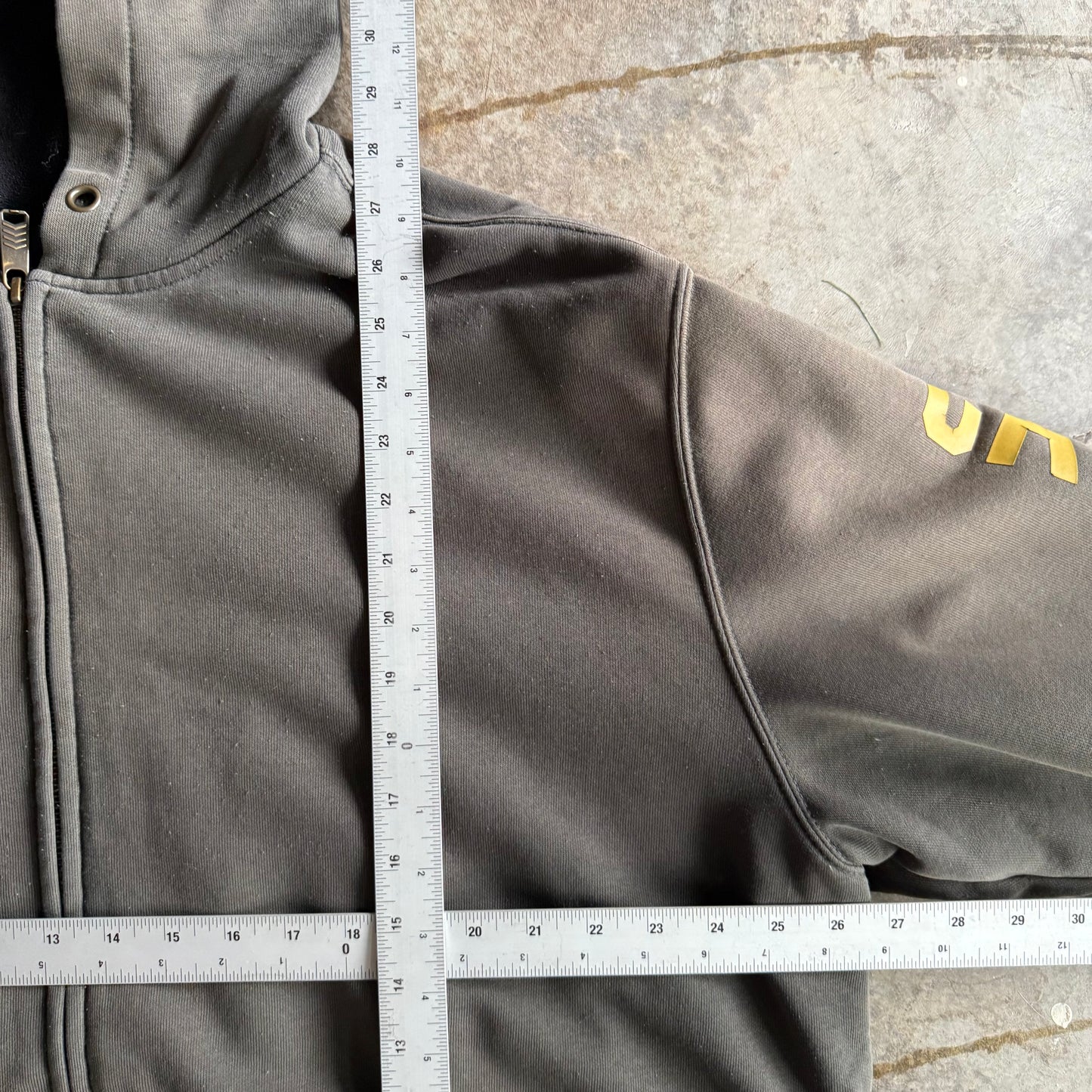 Faded Carhartt Zip Up Hoodie - XL