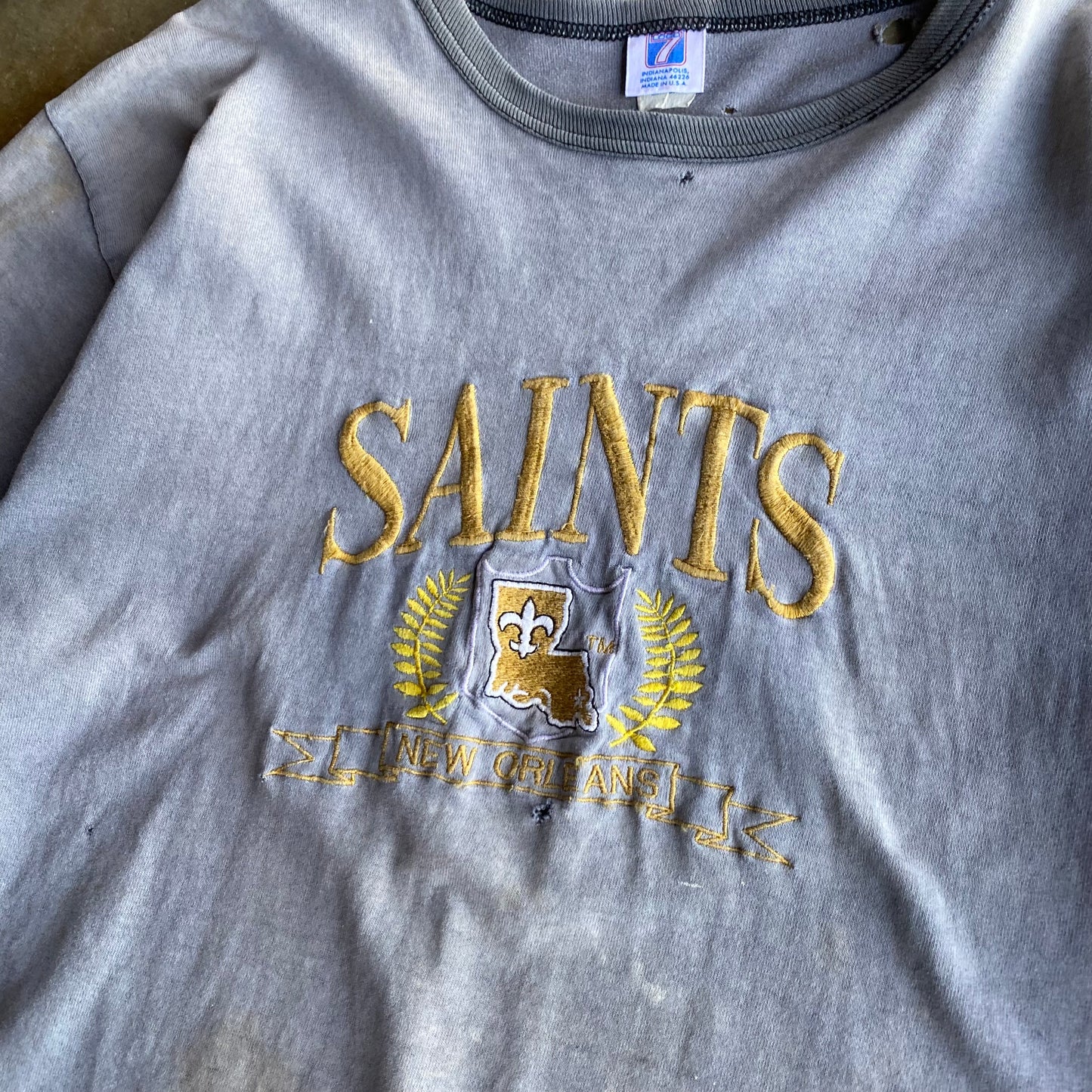 Vintage 90s Heavily Faded & Distressed Saints Tee - XL