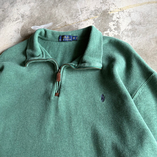 Vintage 00s Green Polo Ralph Lauren Quarter Zip - XL