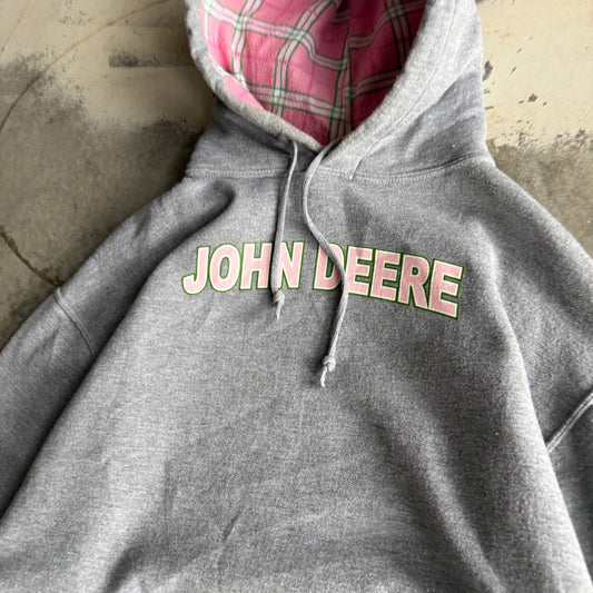 Vintage Pink John Deer Hoodie - L