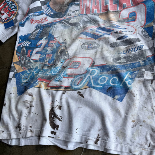 Vintage Faded & Distressed NASCAR AOP Tshirt - L