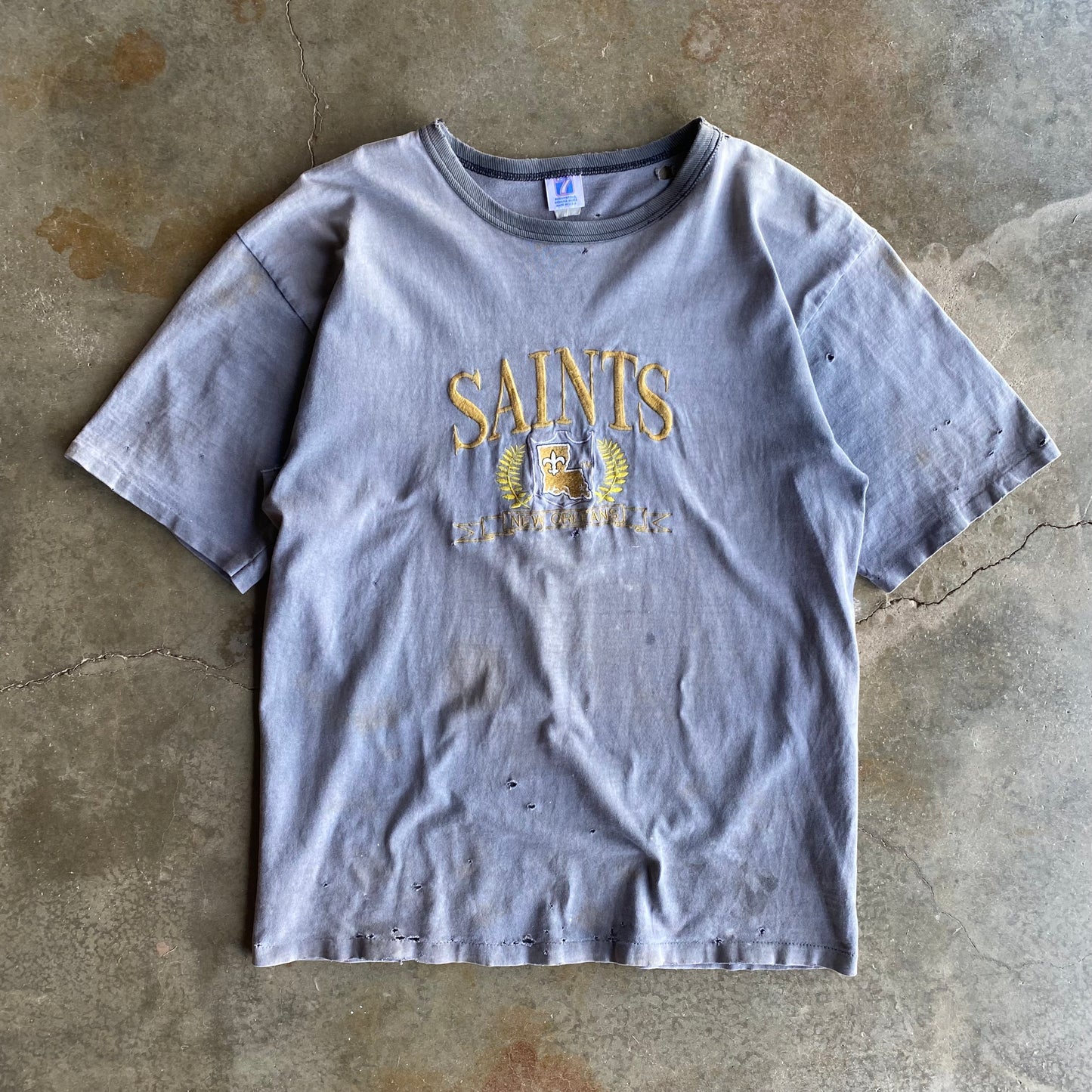 Vintage 90s Heavily Faded & Distressed Saints Tee - XL
