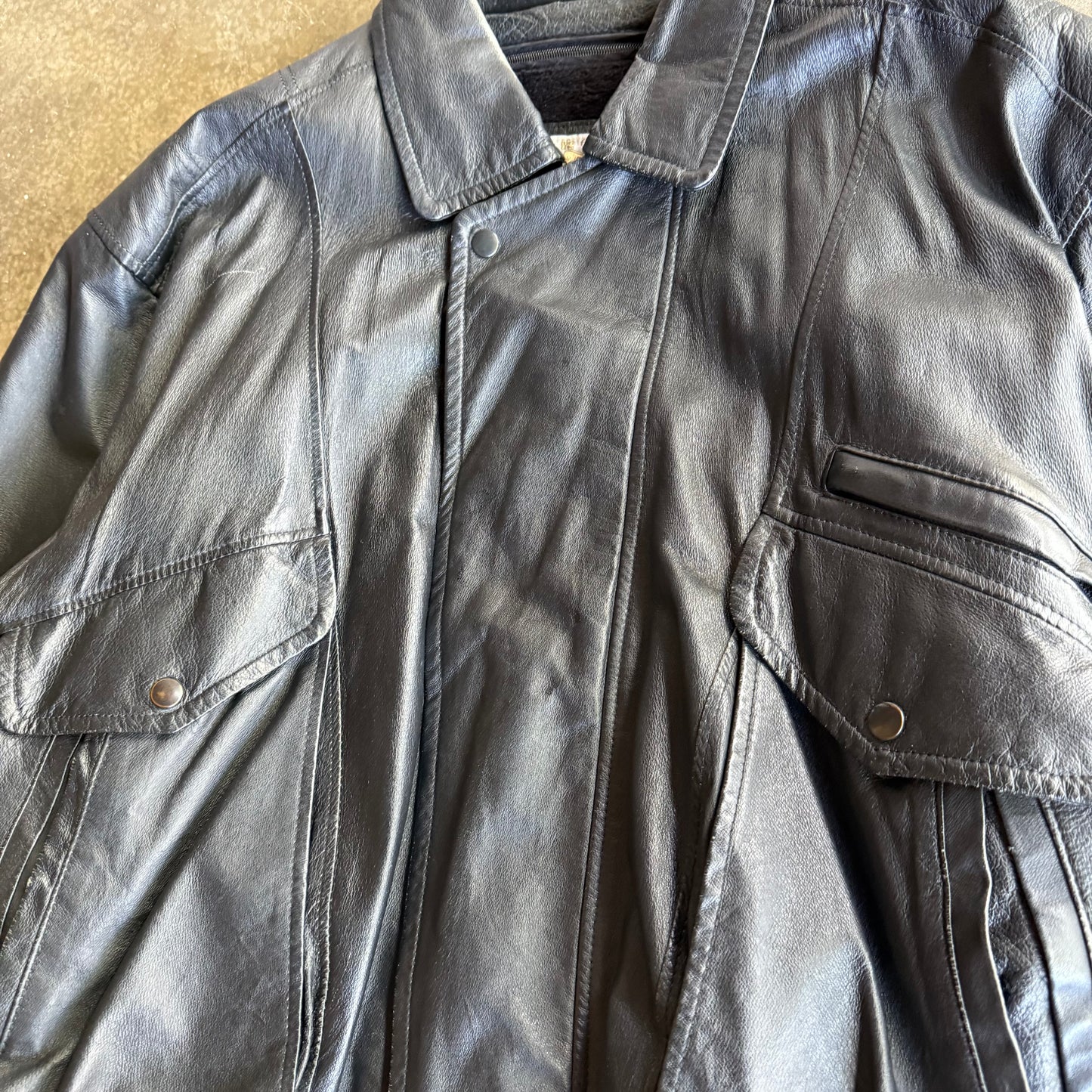 Vintage 00s Black Leather Jacket - XL
