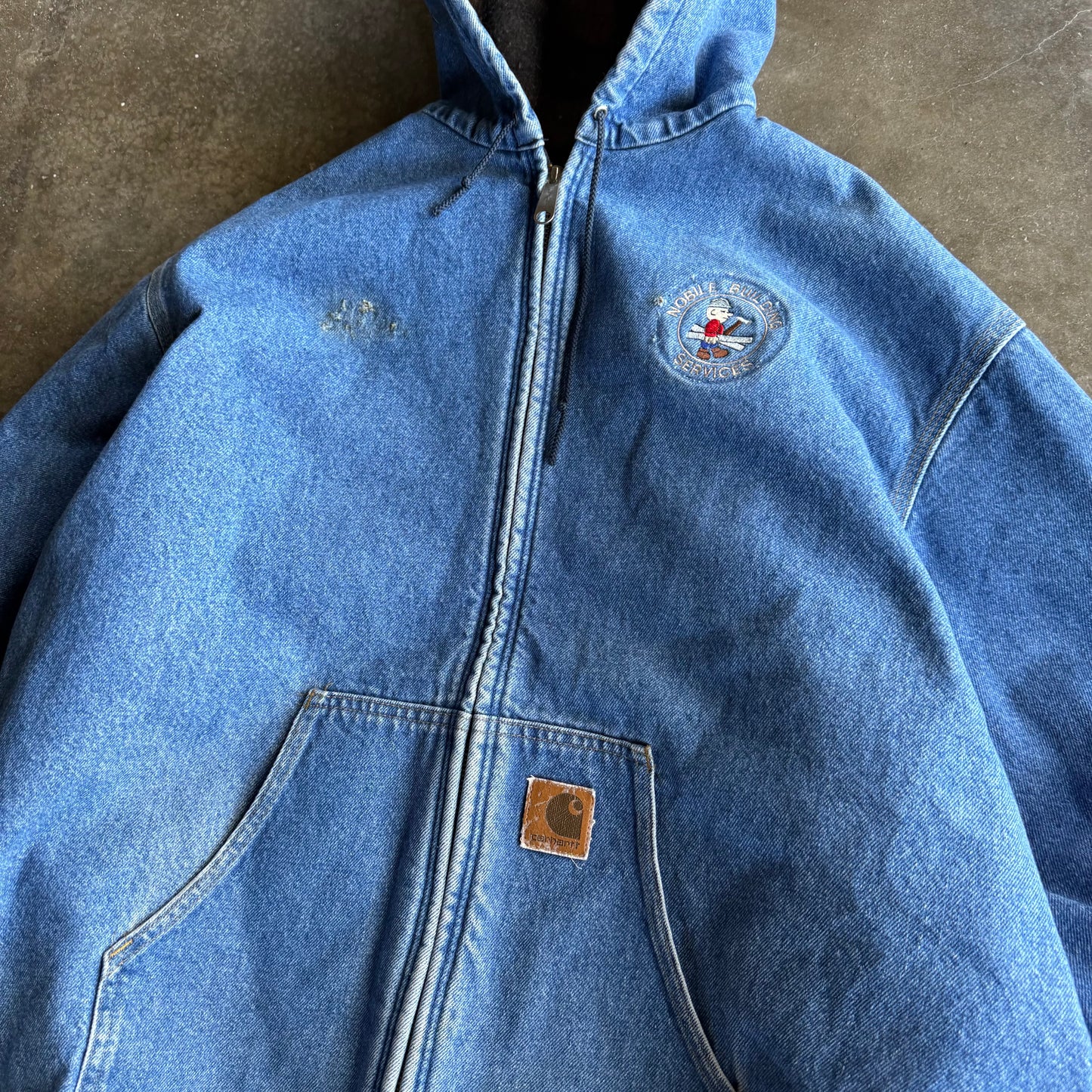 Vintage 90s Distressed Denim Carhartt Jacket - XXL