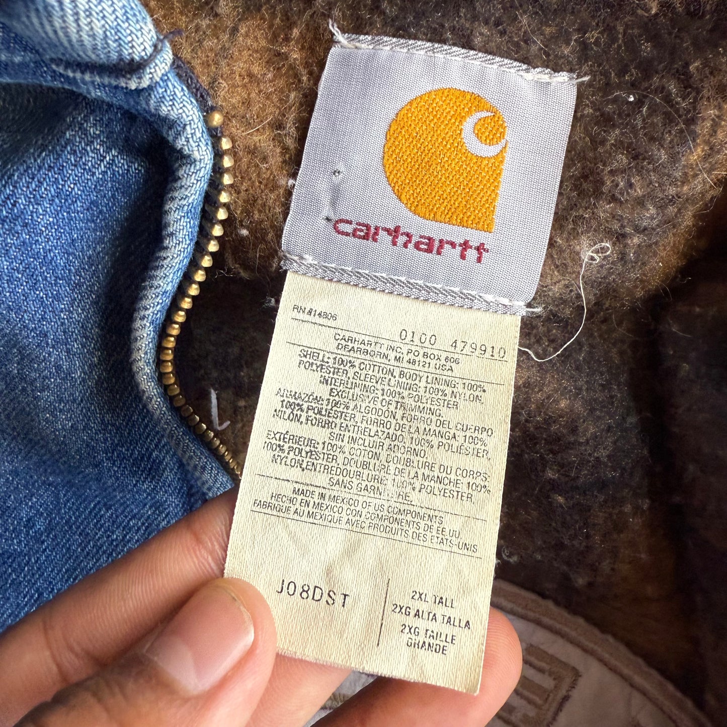 Vintage 90s Distressed Denim Carhartt Jacket - XXL