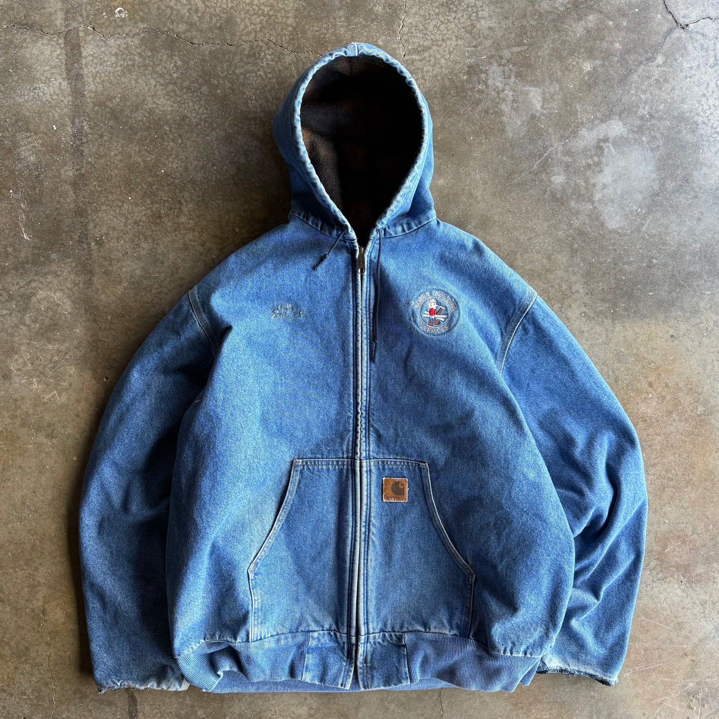 Vintage 90s Distressed Denim Carhartt Jacket - XXL