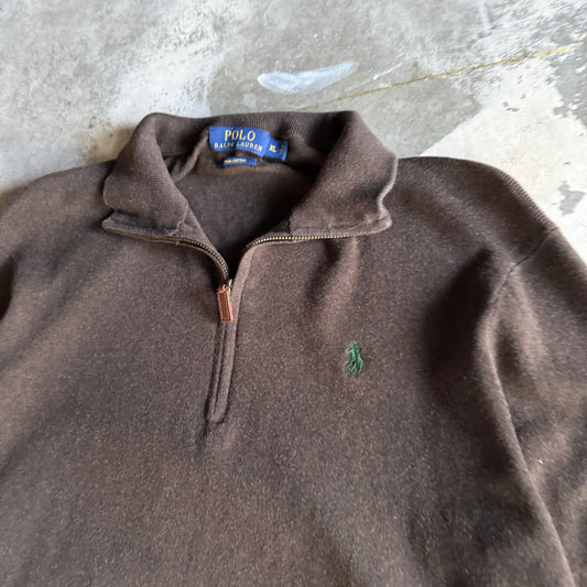 Vintage 00s Brown Polo Ralph Lauren Quarter Zip - XL