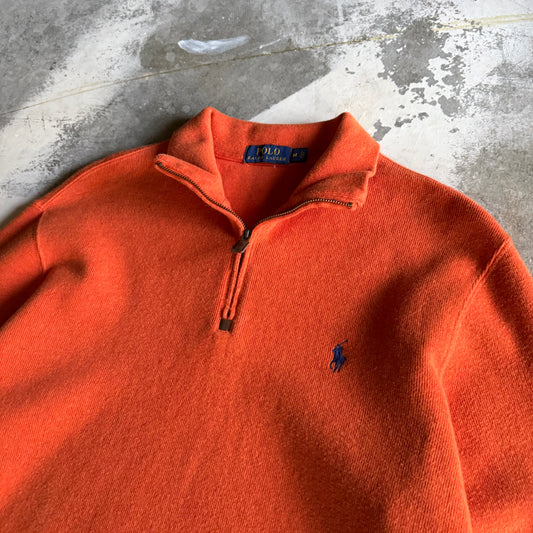 Vintage 00s Orange Polo Ralph Lauren Quarter Zip - M