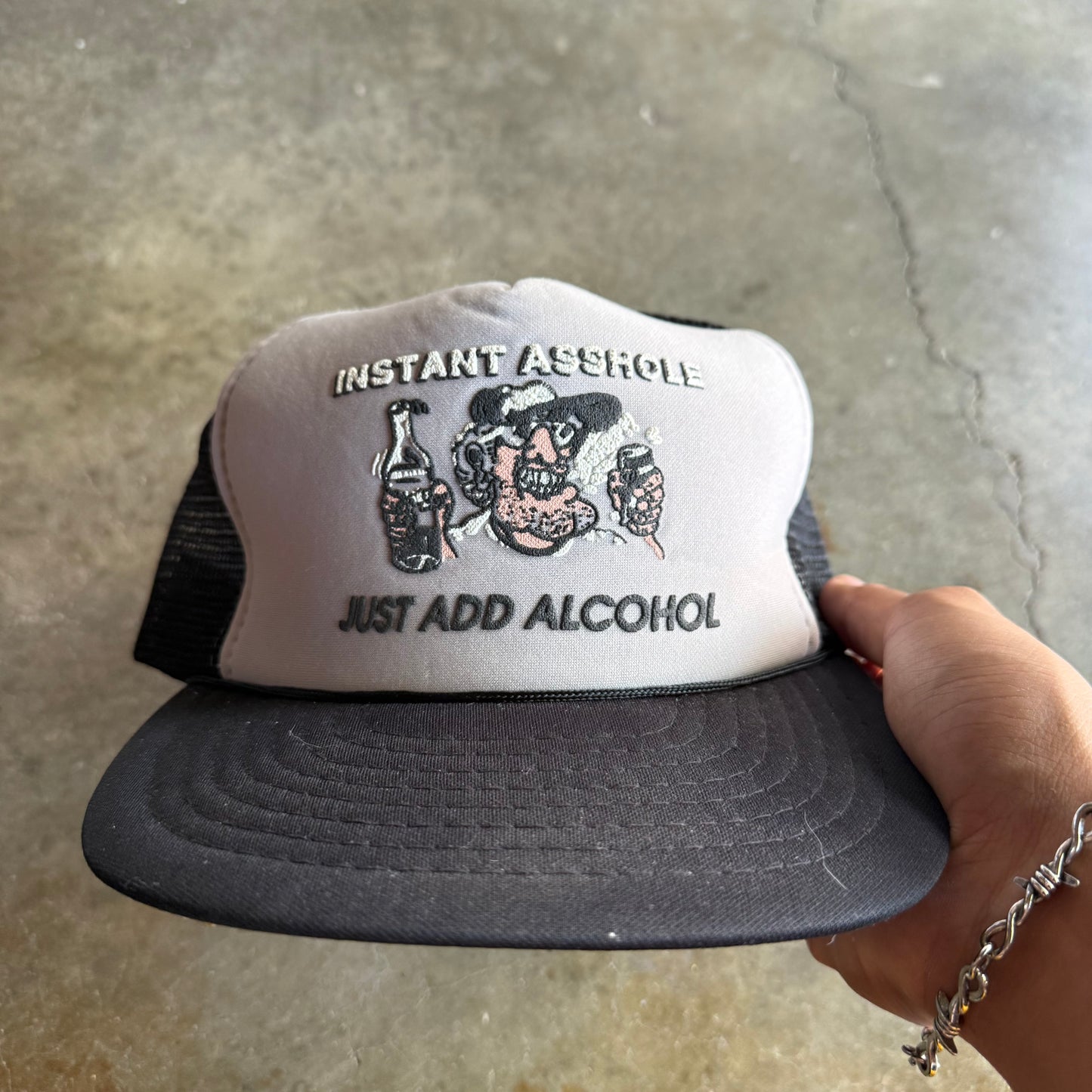 Vintage 90s Funny Alcohol SnapBack Trucker Hat