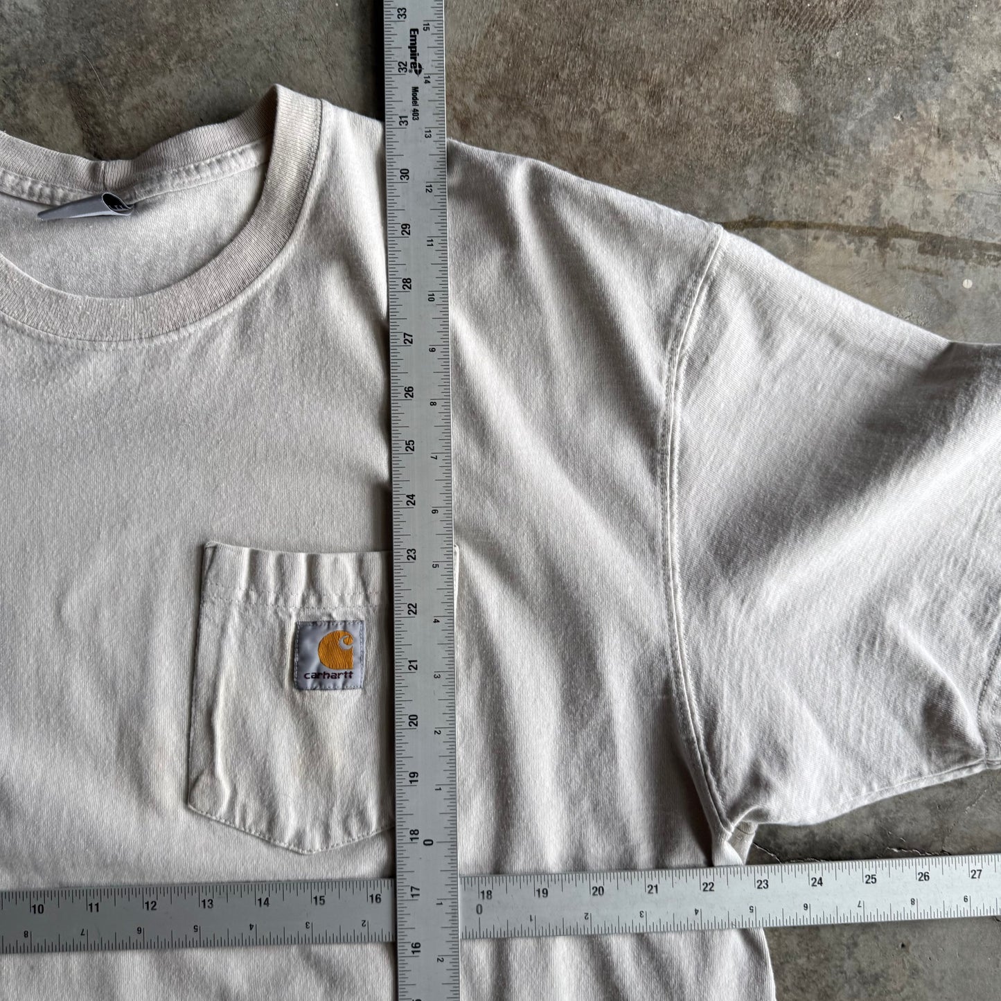 Vintage Creme Carhartt Pocket Tshirt - XL