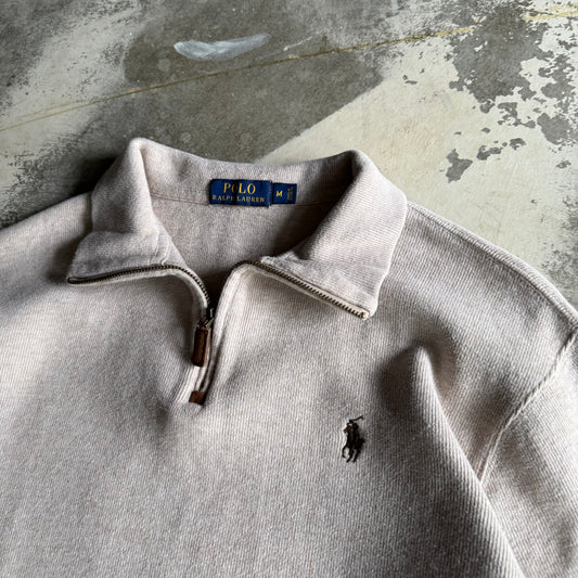 Vintage 90s Creme Polo Ralph Lauren Quarter Zip - M
