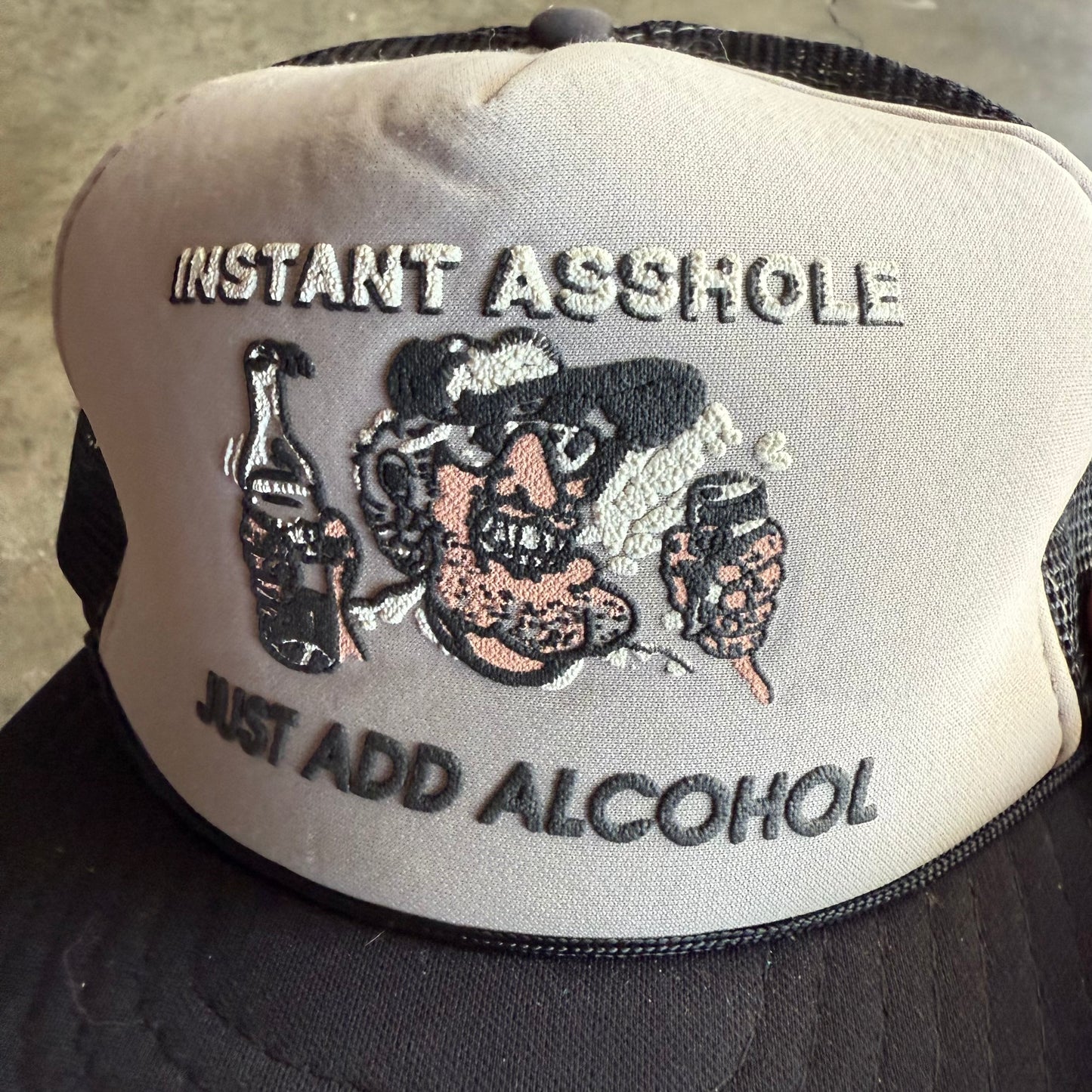 Vintage 90s Funny Alcohol SnapBack Trucker Hat