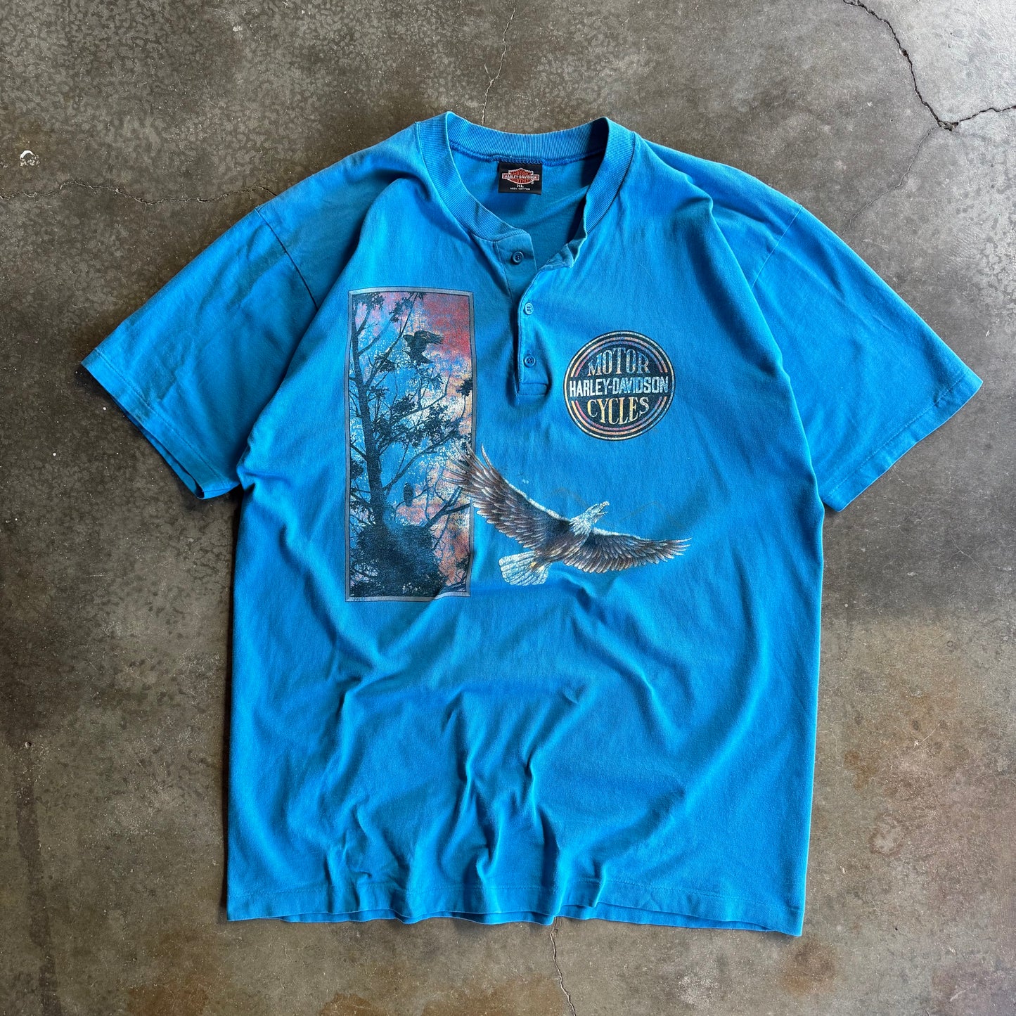 Vintage 90s Harley Davidson 1/4 Button Up - XL