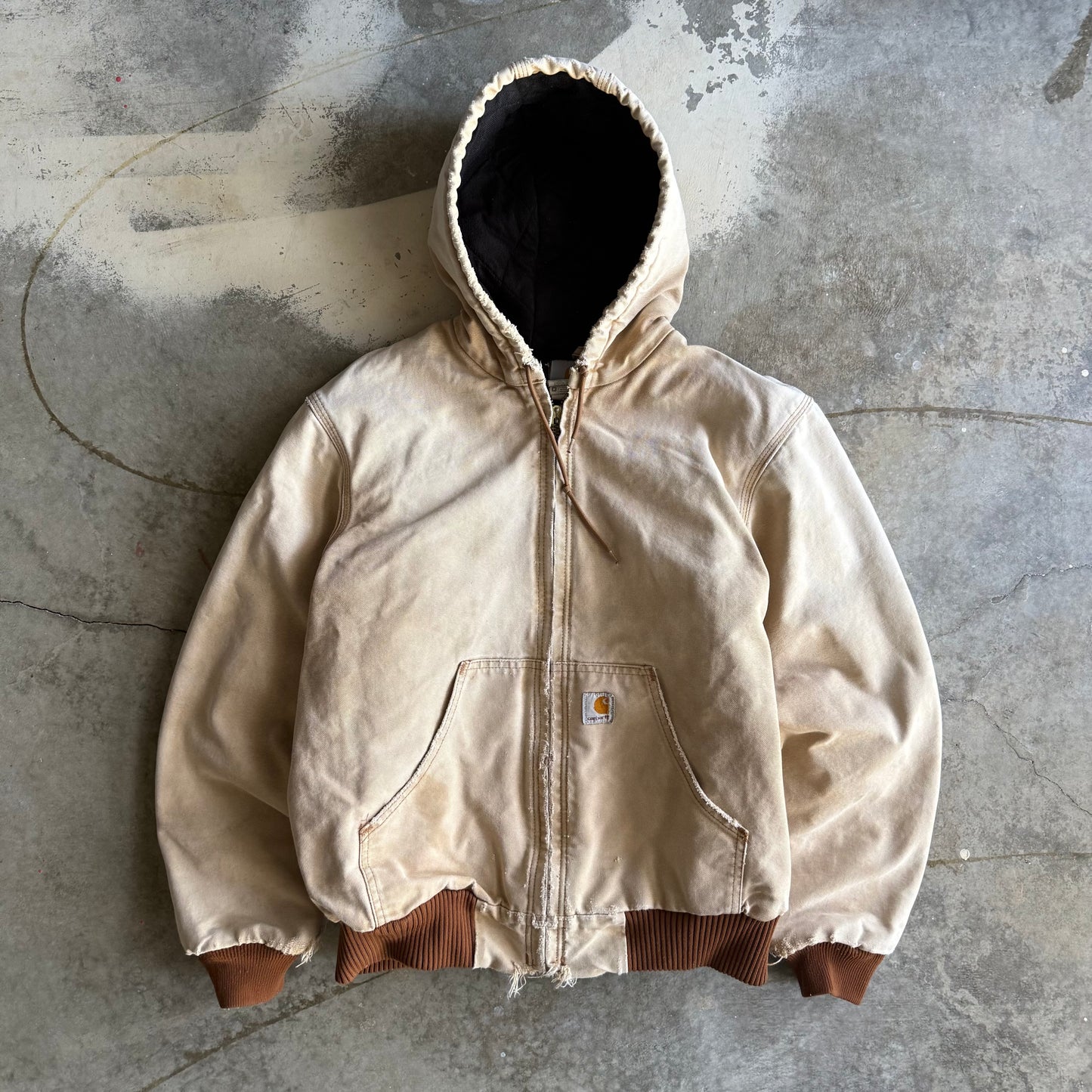 Vintage 90s Faded Hooded Carhartt Jacket - S