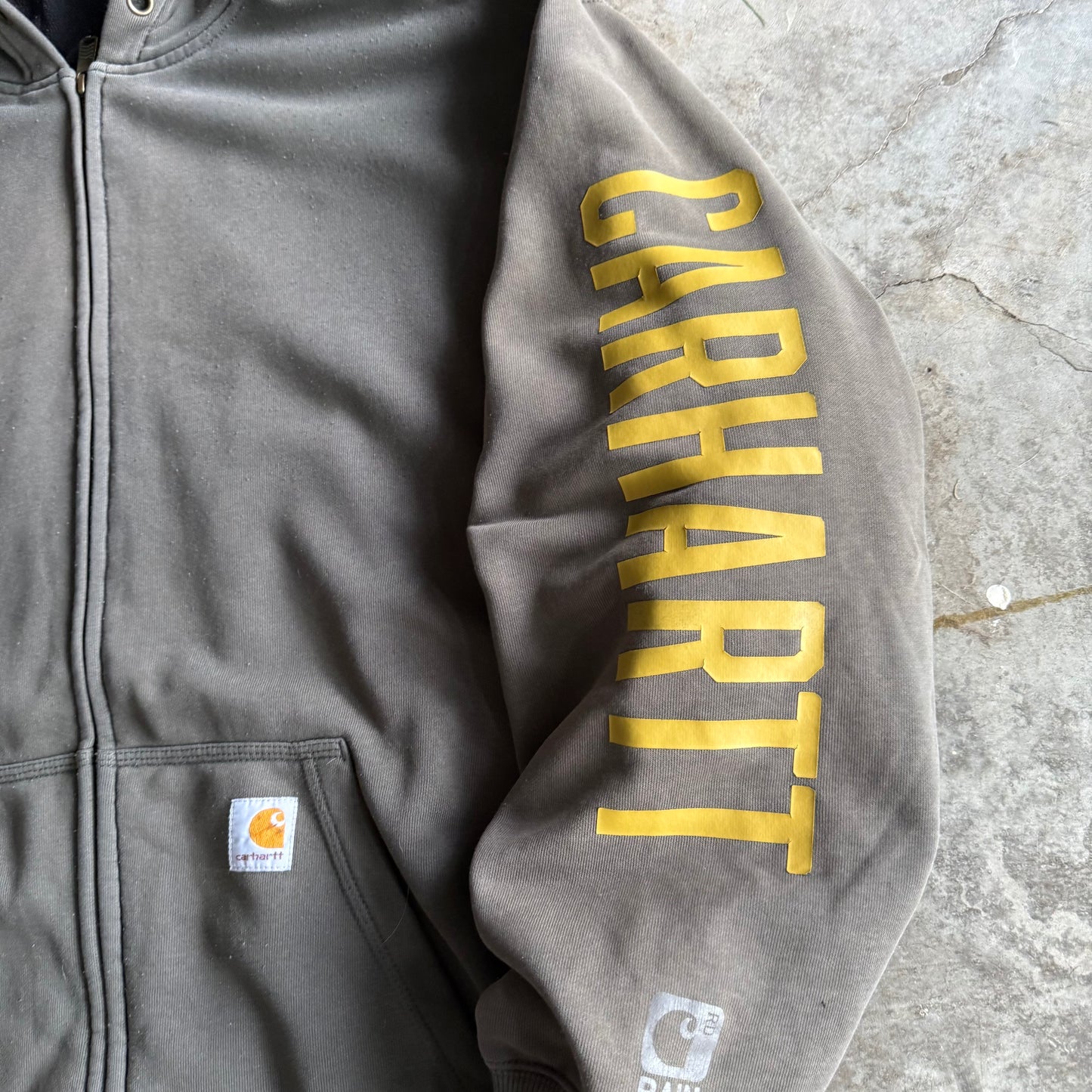 Faded Carhartt Zip Up Hoodie - XL