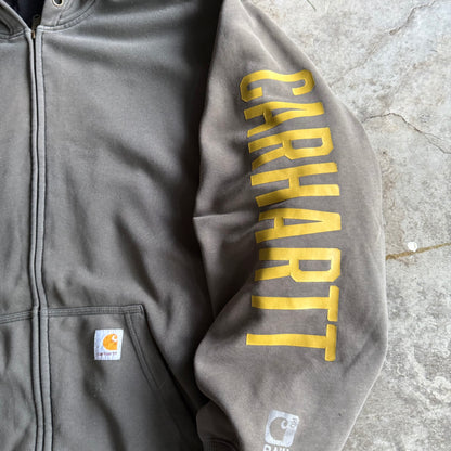 Faded Carhartt Zip Up Hoodie - XL