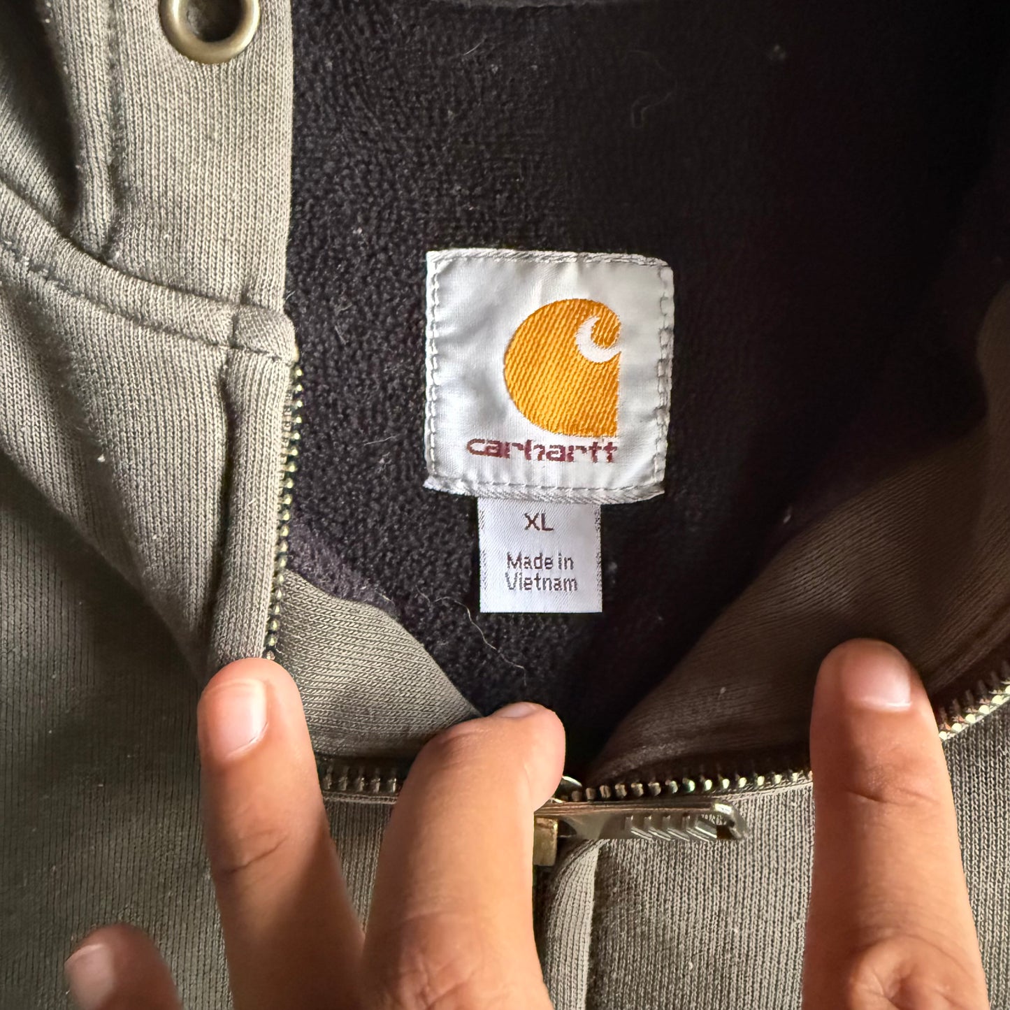 Faded Carhartt Zip Up Hoodie - XL