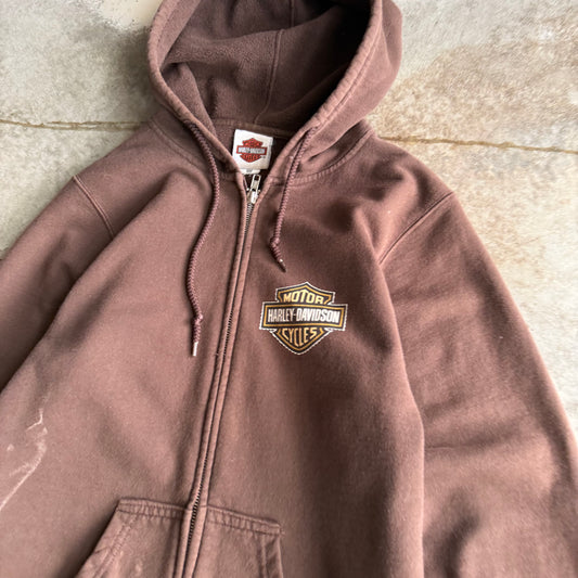 Vintage Woman’s Brown Harley Davidson Zip Up Hoodie - S