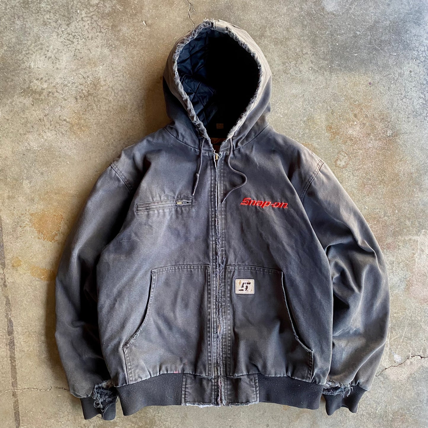 Vintage 00s Faded & Distressed Snap On Workwear Jacket - L