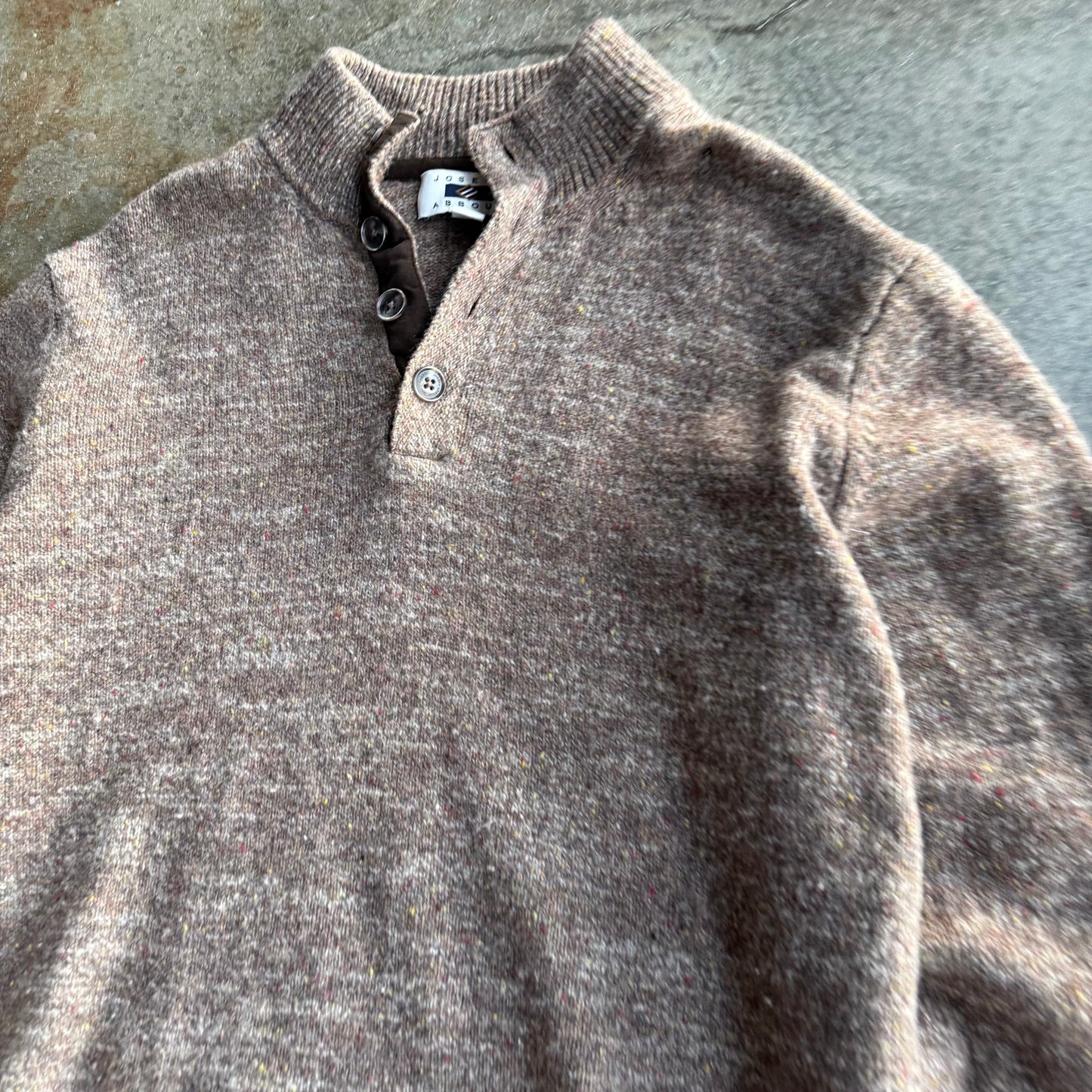Vintage Brown sweater quarter button up - XXL