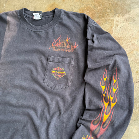 Vintage Flame Sleeve Harley Davidson - XL