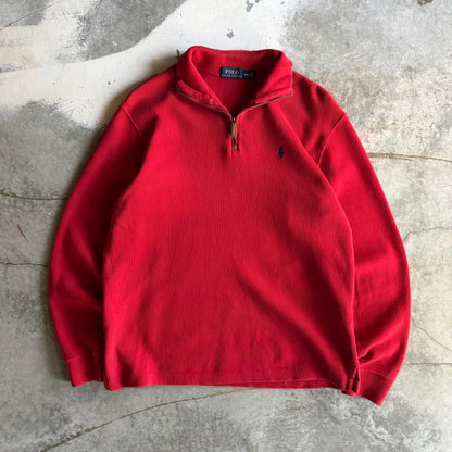 Vintage 00s Red Polo Ralph Lauren Quarter Zip - M