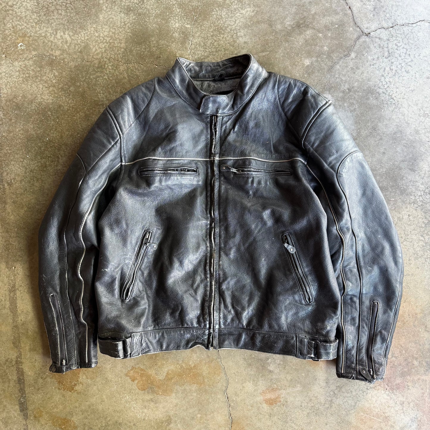 Vintage Y2K Biker Leather Jacket - XL