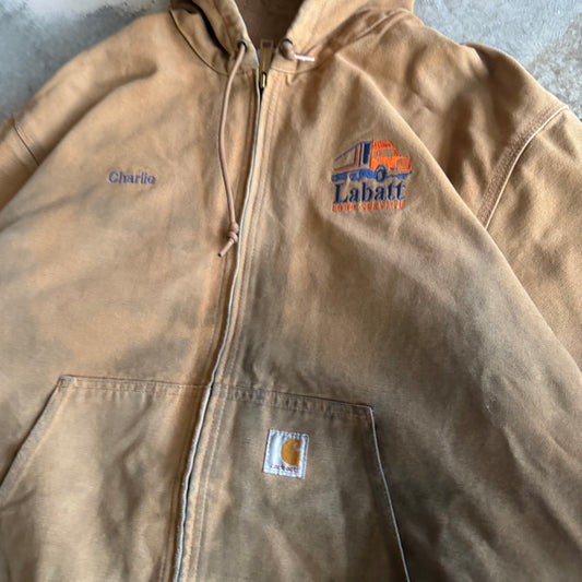 Vintage 90s Distressed Hooded Carhartt Jacket - XL