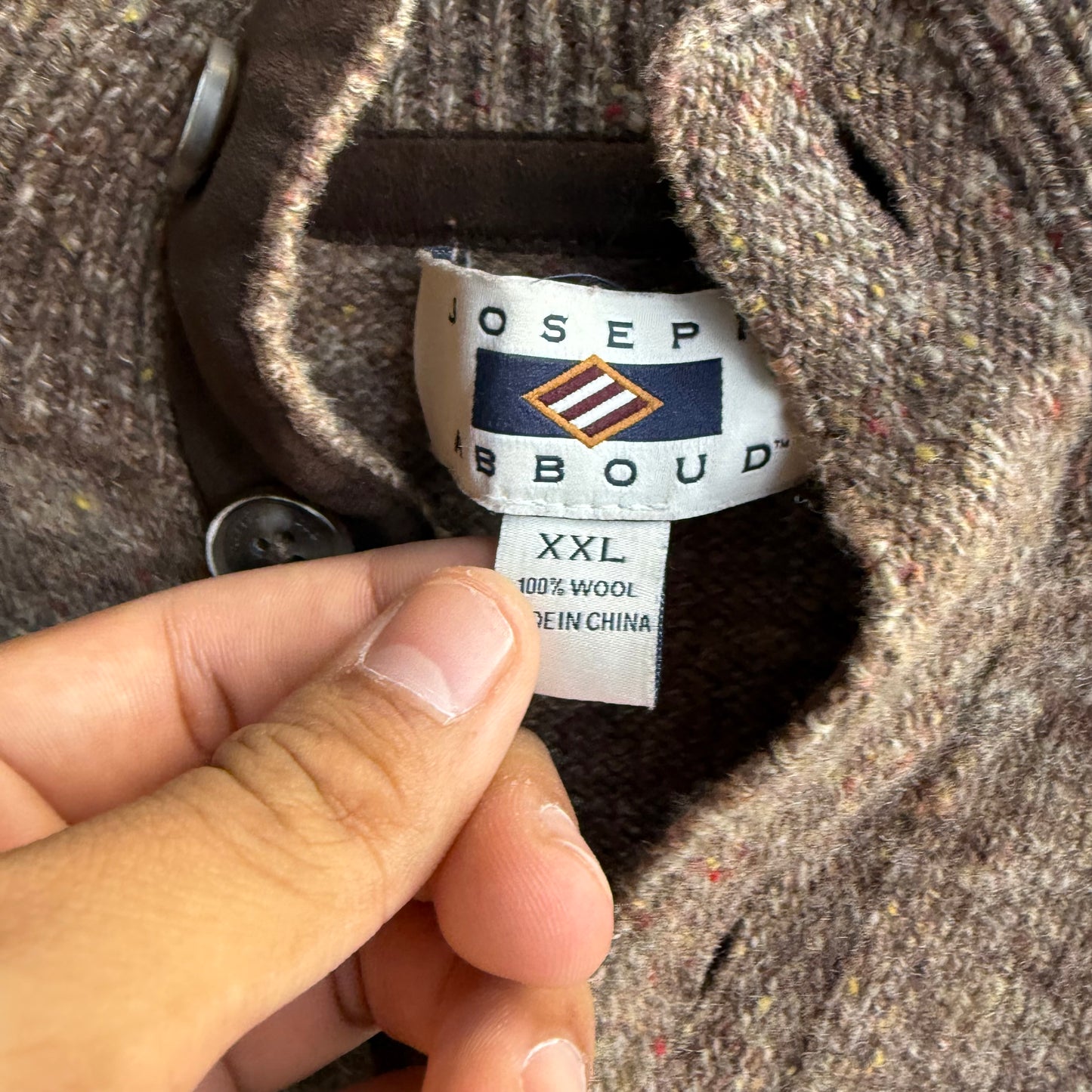 Vintage Brown sweater quarter button up - XXL
