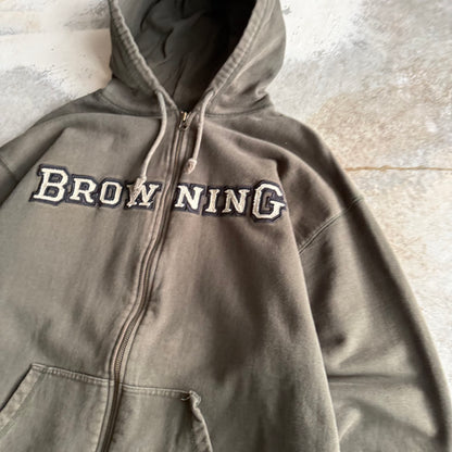 Vintage Browning Zip Up Hoodie - L