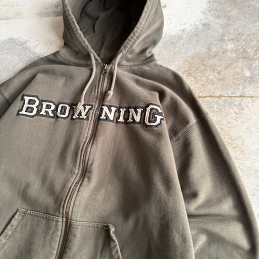 Vintage Browning Zip Up Hoodie - L