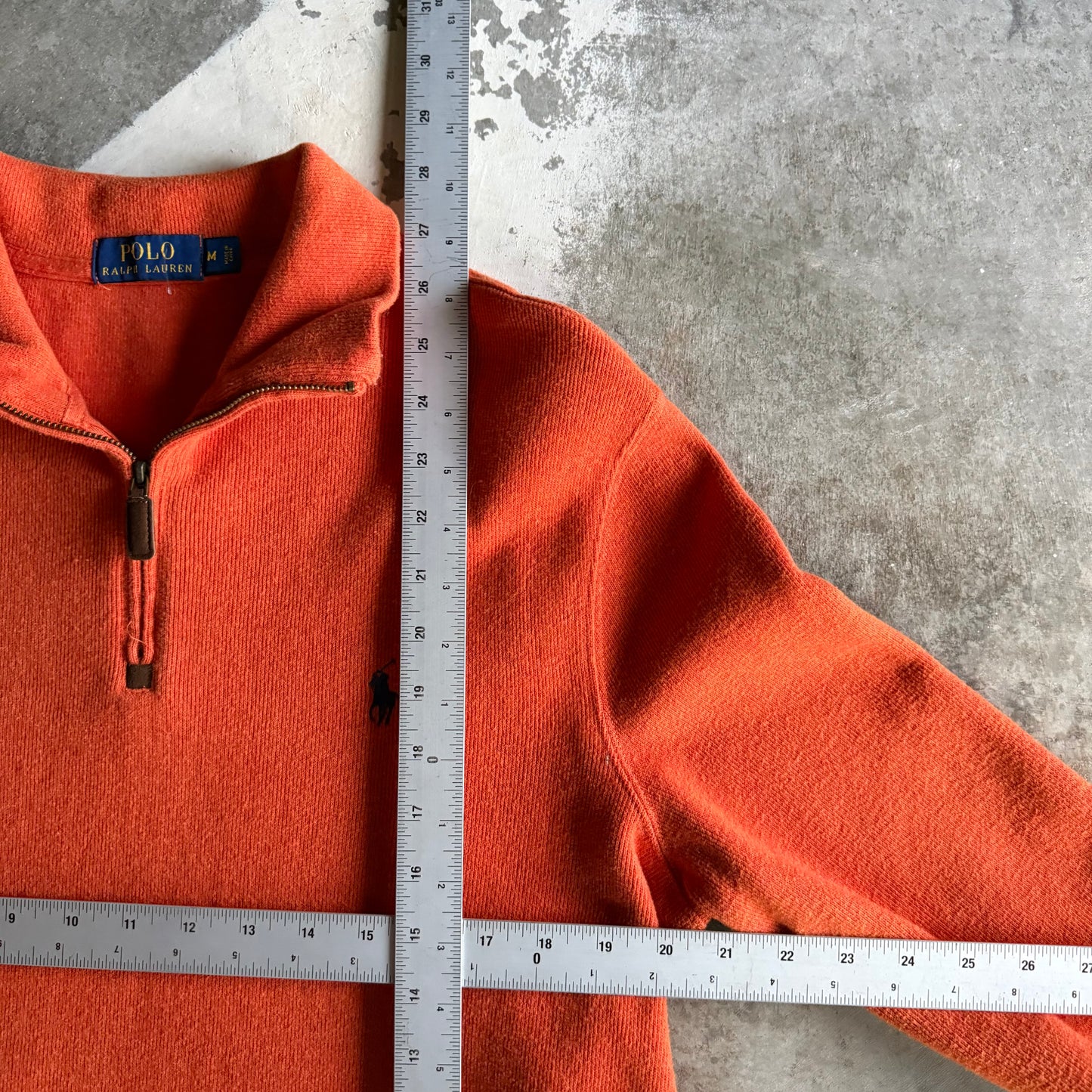 Vintage 00s Orange Polo Ralph Lauren Quarter Zip - M