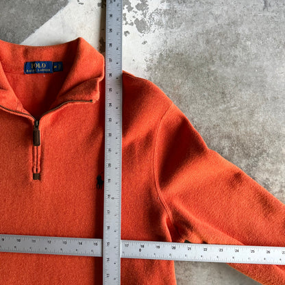 Vintage 00s Orange Polo Ralph Lauren Quarter Zip - M
