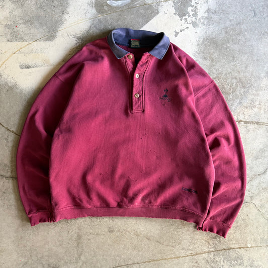 Vintage 90s Fall Distressed 1/4 Crewneck - XL