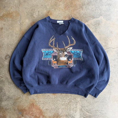 Vintage 90s Deer Crewneck - L