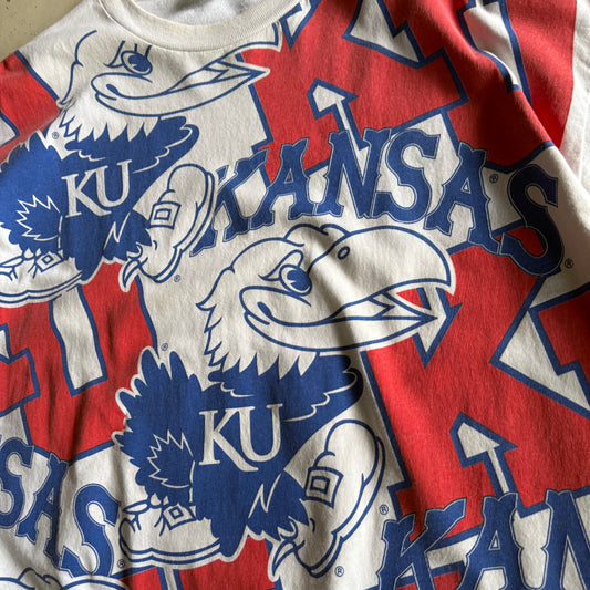 Vintage 00s Kansas University AOP Tshirt - XL