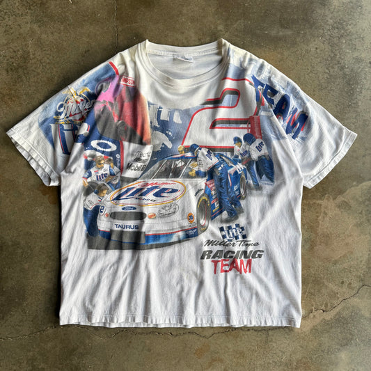 Vintage 90s Miller Lite NASCAR AOP - L