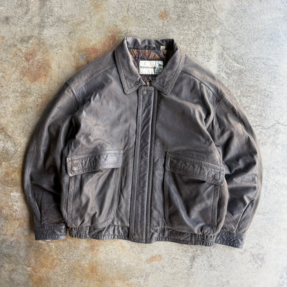 Vintage Brown Leather Jacket - XL