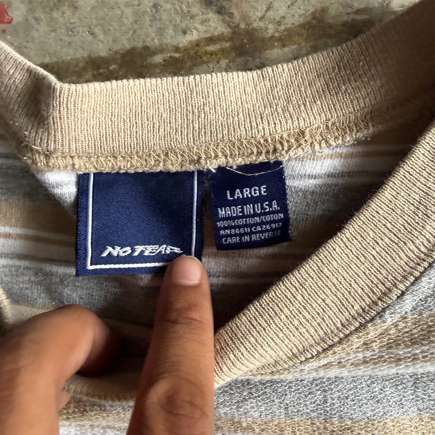 Vintage 90s No Fear Striped Tshirt - L