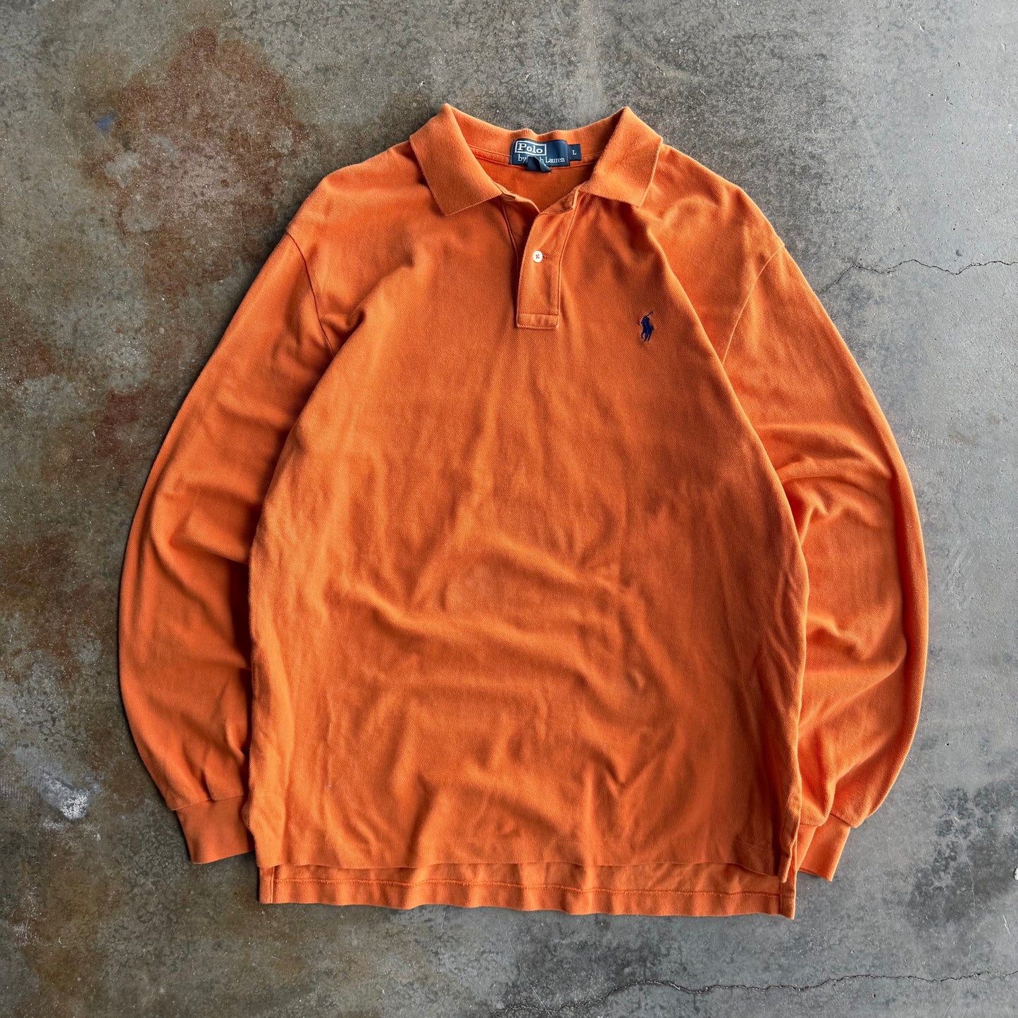 Vintage Orange Polo Ralph Lauren Longsleeve Polo - L