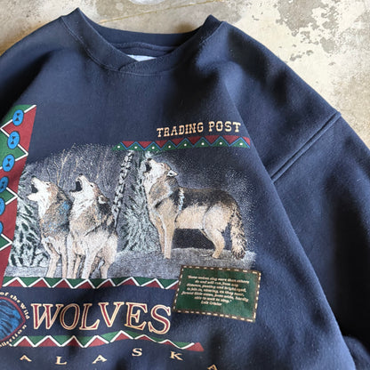 Vintage 90s Wolves Crewneck - L
