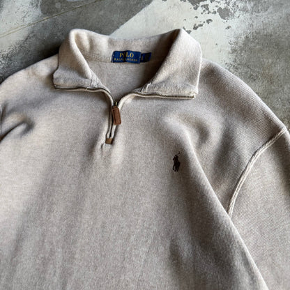 Vintage 00s Creme Polo Ralph Lauren Quarter Zip - L