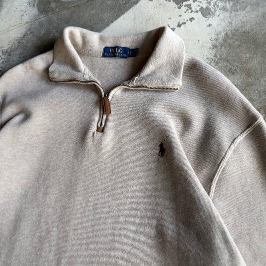 Vintage 00s Creme Polo Ralph Lauren Quarter Zip - L