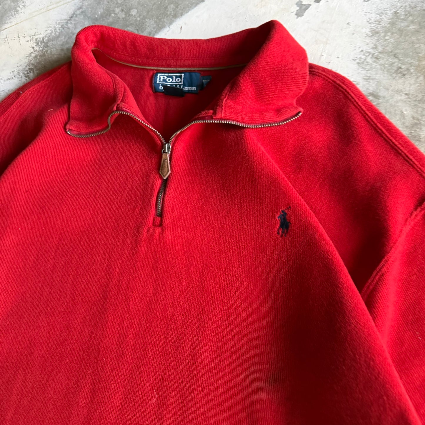 Vintage 90s Red Polo Ralph Lauren Quarter Zip - XL