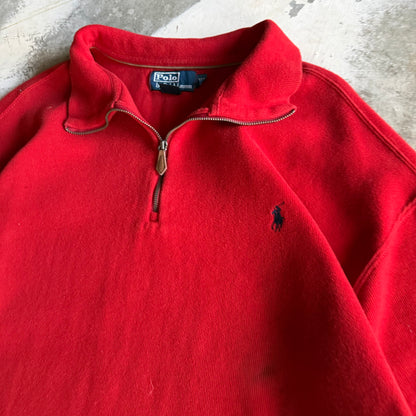 Vintage 90s Red Polo Ralph Lauren Quarter Zip - XL
