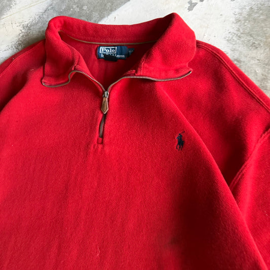 Vintage 90s Red Polo Ralph Lauren Quarter Zip - XL