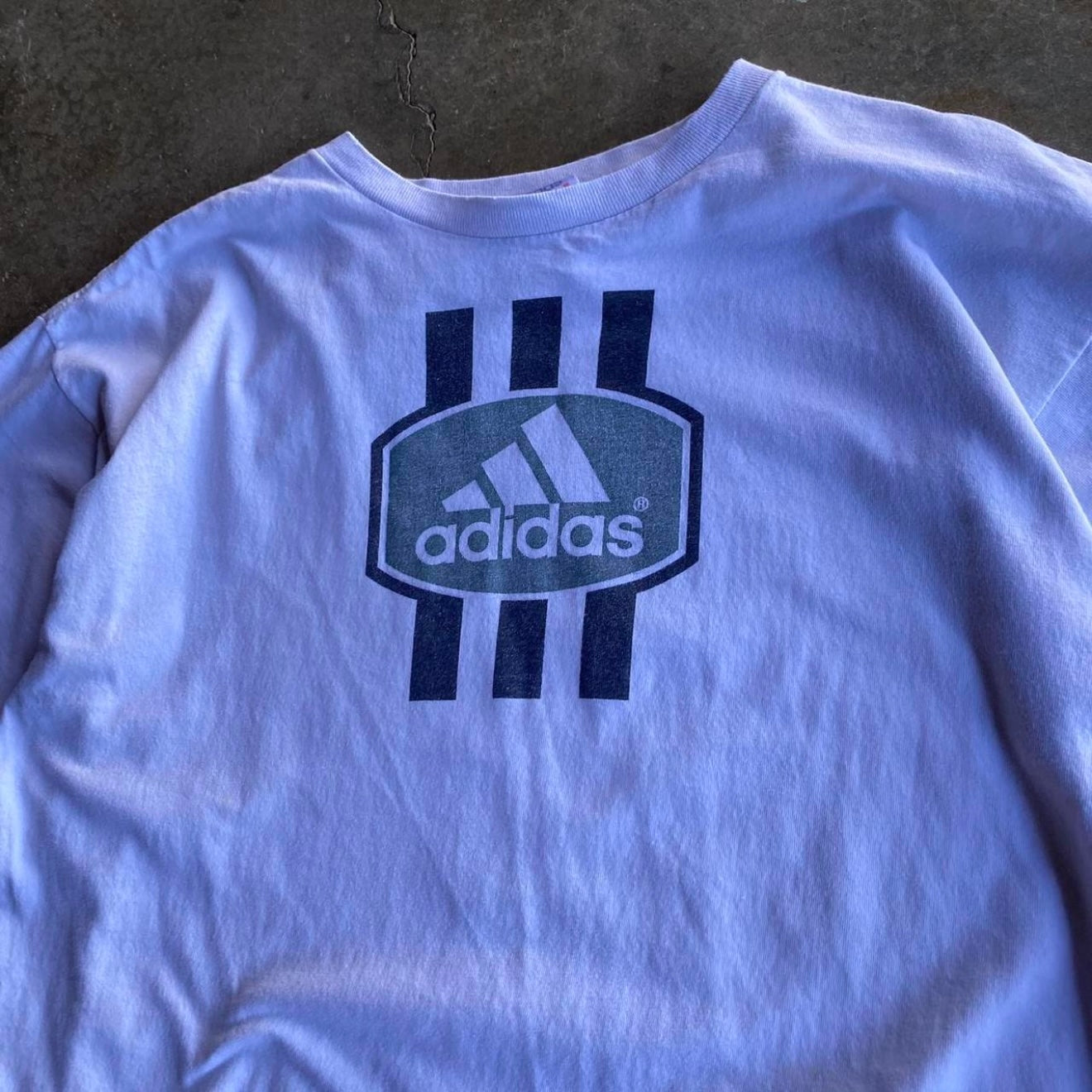 Vintage 90s Adidas Stripe Tee - L
