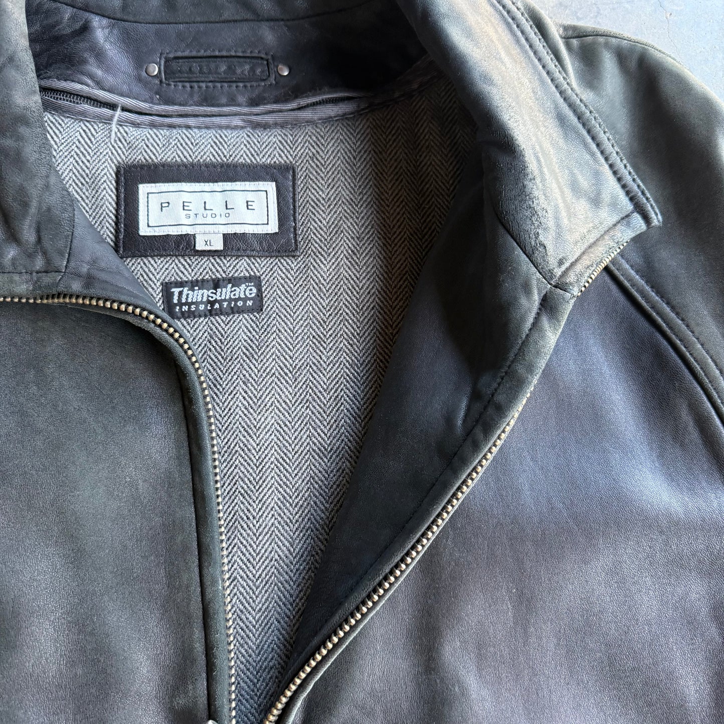 Vintage Black Leather Jacket - XL
