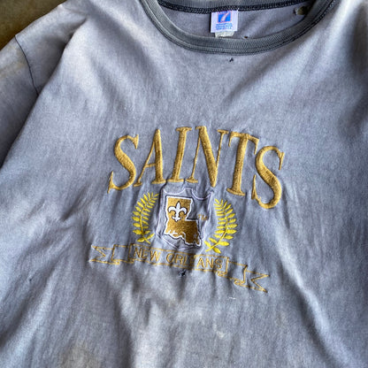 Vintage 90s Heavily Faded & Distressed Saints Tee - XL